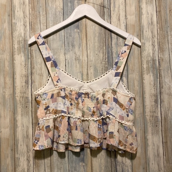 American eagle patchwork, colorful Ruffle crop top | Size medium - Picture 7 of 12